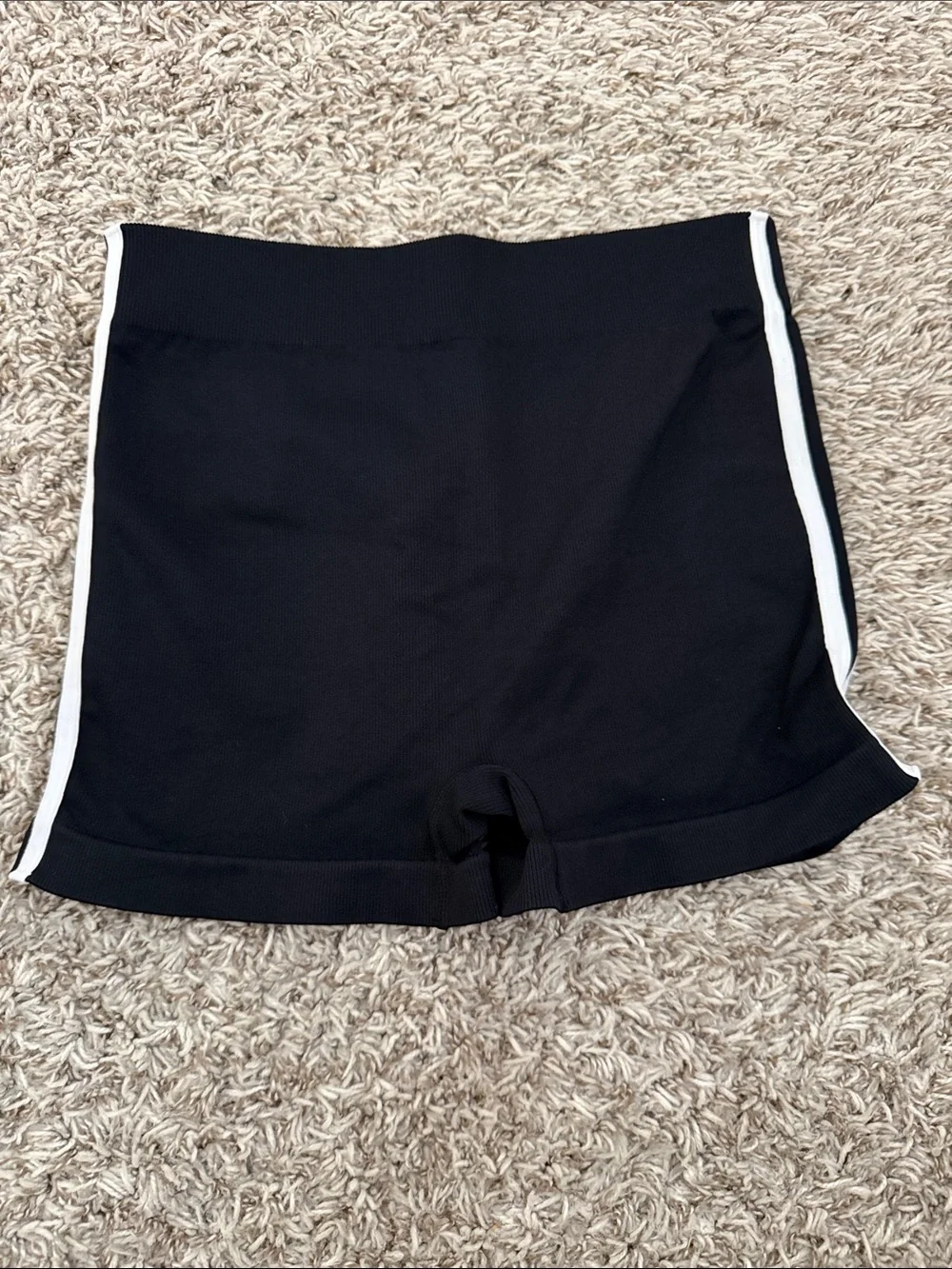 Women's Black Bike Shorts with White Side Stripe